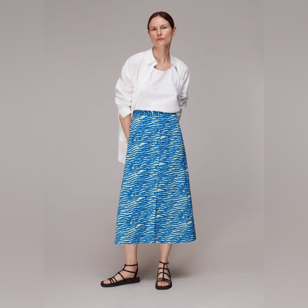 Whistles Seafoam Button Front Midi Skirt (12)